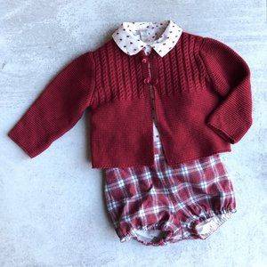 Beautiful Plaid Romper with Shirt and Sweater